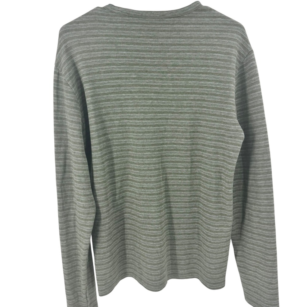 Vince Mens Sage Green Striped Cotton Modal Long Sleeve Crewneck Sweater Small - Picture 3 of 9